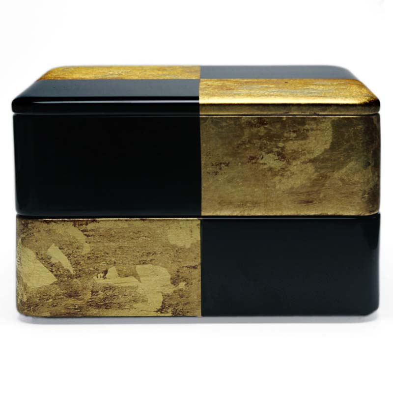 輪島塗 角丸五段重 蓋二枚 黒内朱 木製 輪島塗 五段重と重台 黒塗内朱