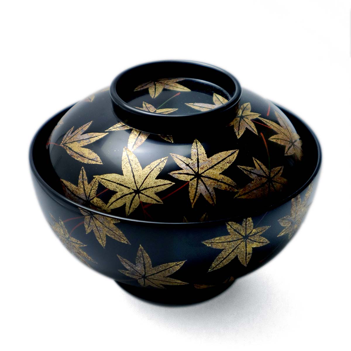 楽天市場】漆器・輪島塗：紅葉箔絵黒蓋付中椀・奥田志郎 & 山本哲