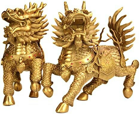 銅制 彫色絵麒麟銅鏡 招財納福 吉祥如意 装飾品 工芸品 置物 麒麟