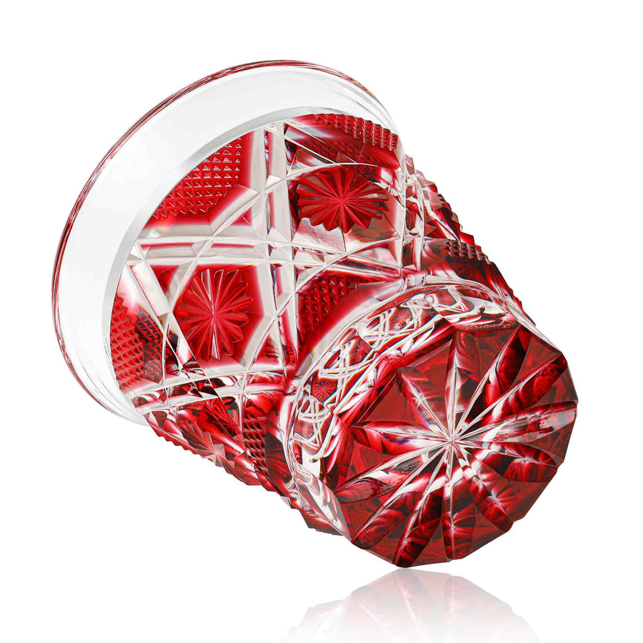 ガラス専門店｜薩摩切子｜島津切子｜冷酒グラス cut01／金赤 – TSUCHI