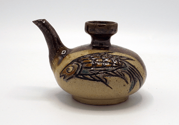 壺屋焼 緑釉唐草掻き落とし 大壺 ※高さ 24㎝ ※横（