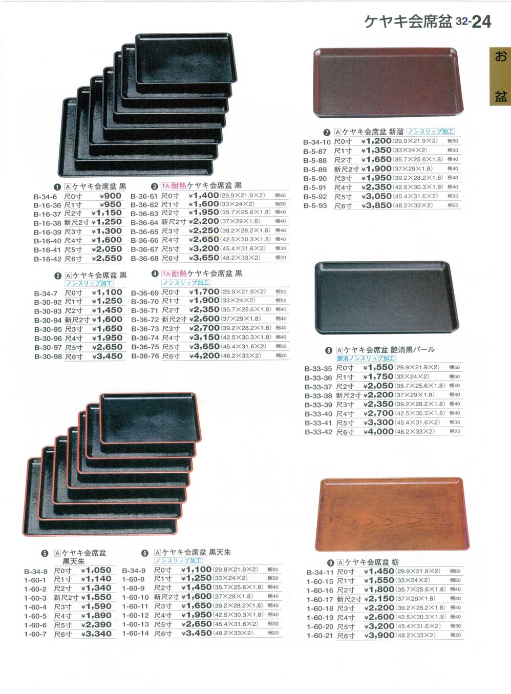 食器 ケヤキ会席盆Trays 割烹漆器32－24ページ