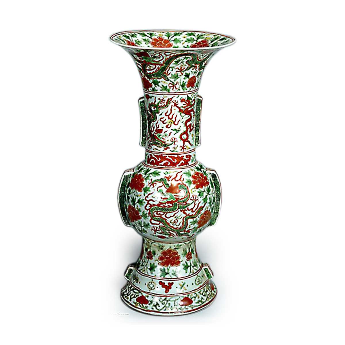 GE】Z766【コレクター所蔵品】時代 万暦赤絵花瓶 /中国古玩 中国美術