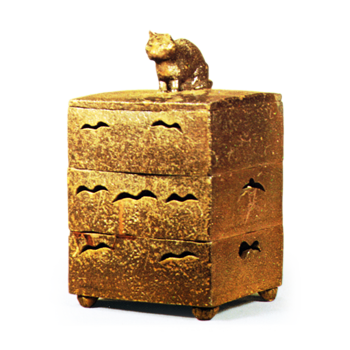 備前 松竹梅 透文 猫紐 重箱 | 鶴田 純久の章 お話