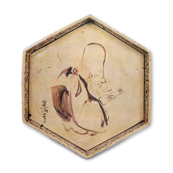 233 彫刻家 陽咸二 作 銅製茶托 五客 獅子魚鶴図 煎茶