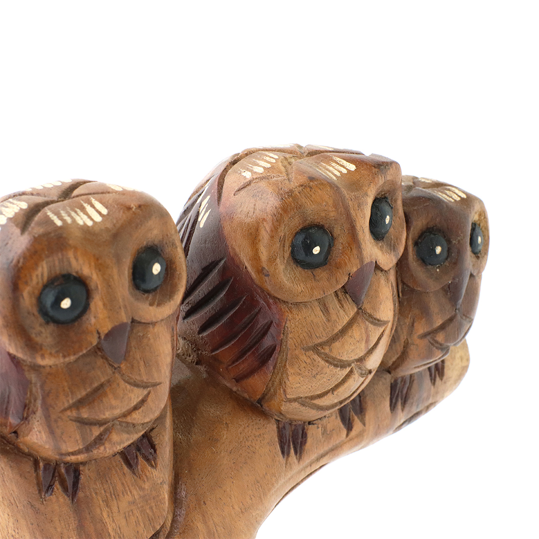 木彫 止まり木3フクロウ アジアン雑貨 置物 オブジェ タイ伝統工芸 梟 雑貨