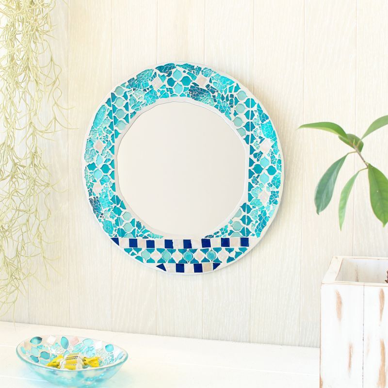 ステンドグラス風 モザイク ミラー 壁掛けミラー キラキラ インテリア