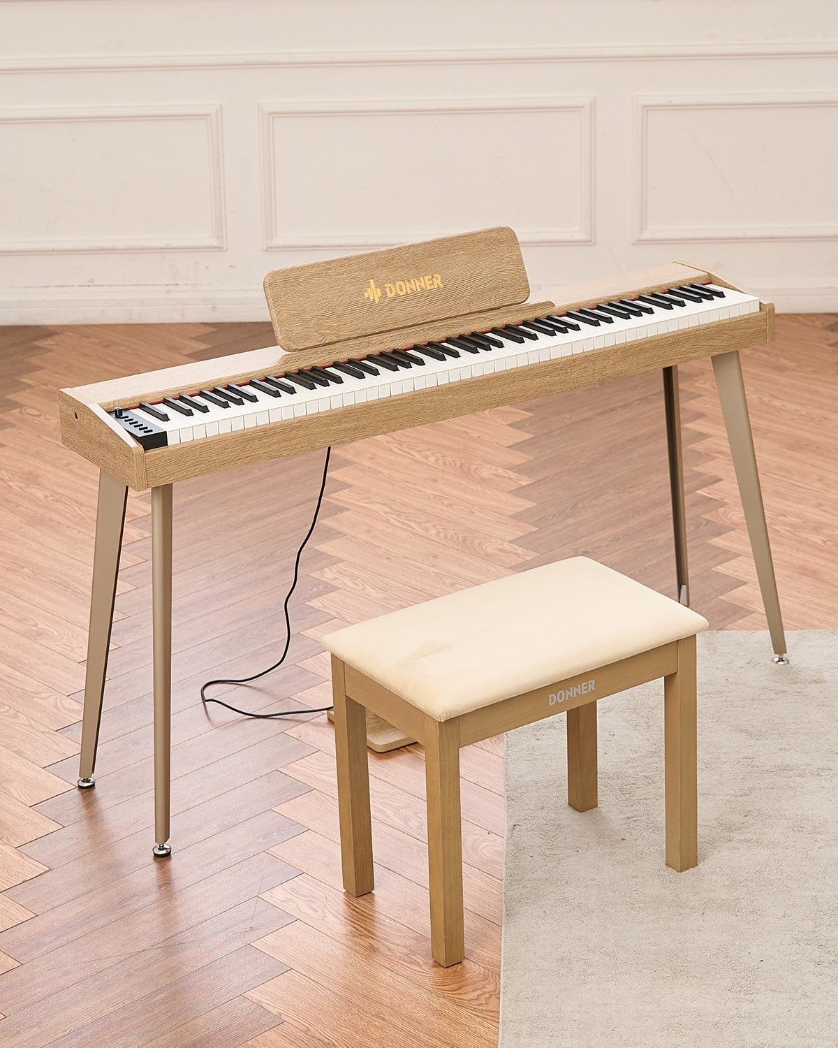 DDP-60 Wooden 88-Key Semi-Weighted Upright Digital Piano Donner