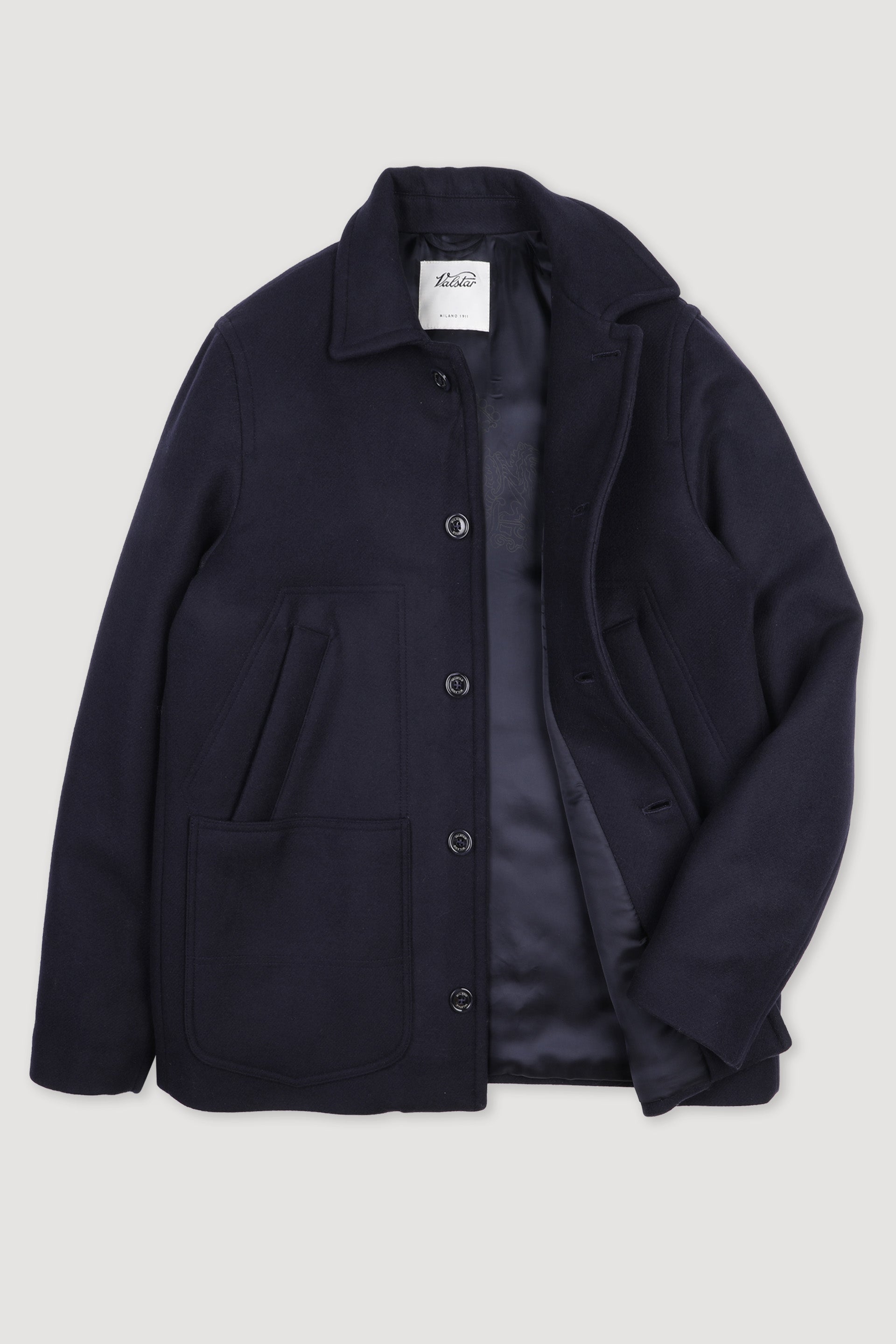 Bradley padded work Jacket in virgin wool felt - Navy
