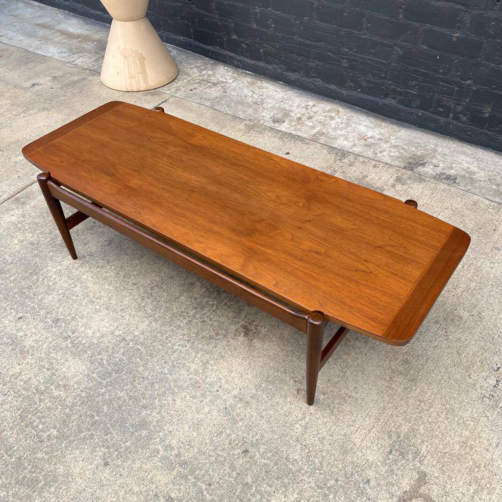 Mid-Century Modern Sculpted Walnut Coffee Table by Bassett