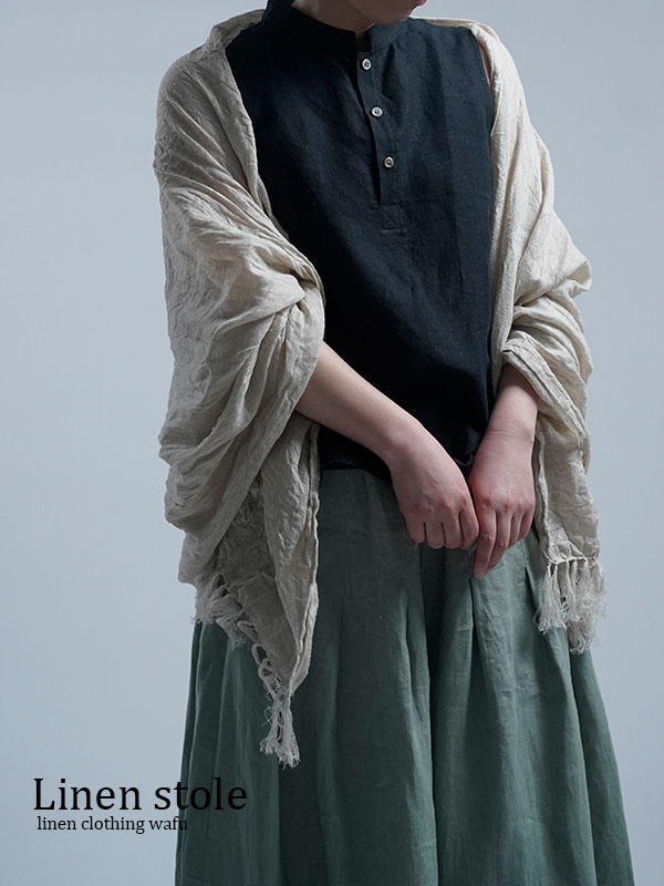 wafu】 Linen shawl 通年使える ガーゼ リネン ストール ハンド