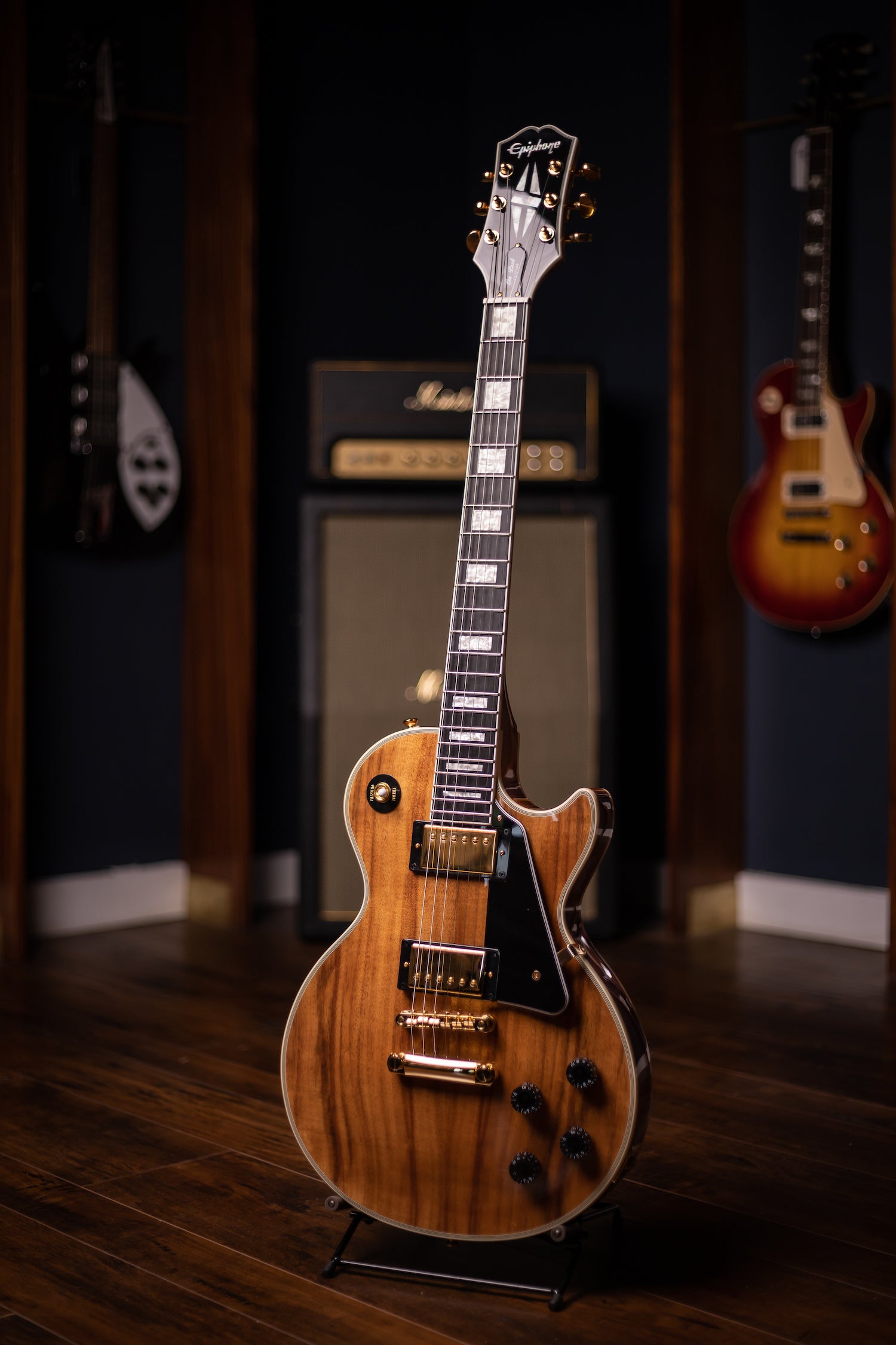 Epiphone Les Paul Custom Pro Koa Electric Guitar - Natural – Walt