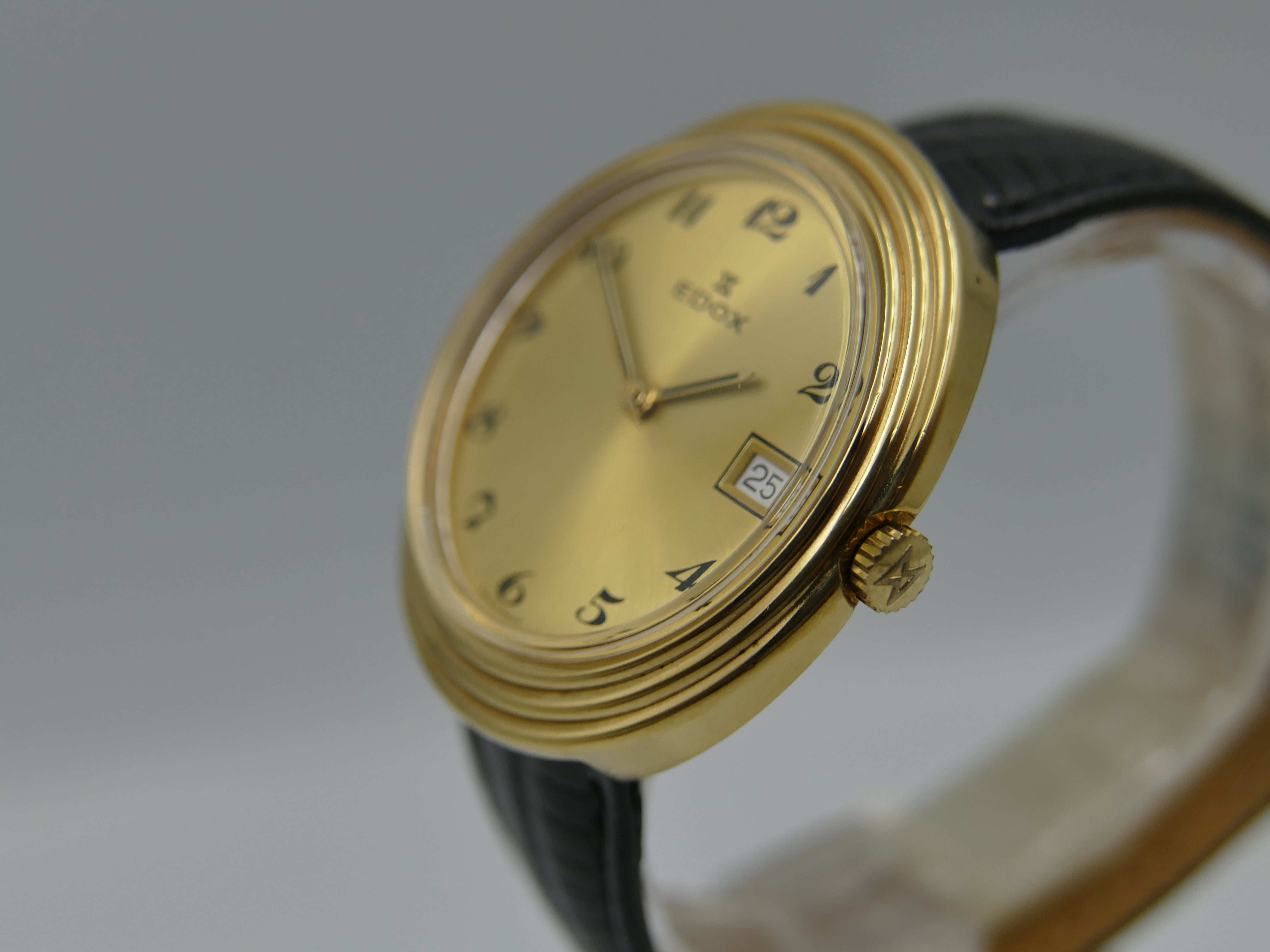 80's vintage watch mens Edox oval ref 32807-10 hand wind Cal. AS