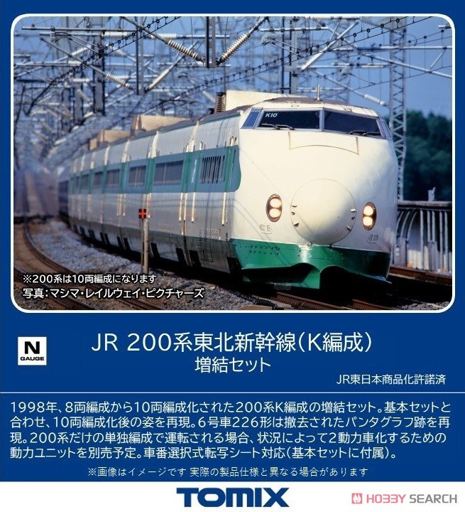 JR 200系東北新幹線 (K編成) 増結セット (増結・4両セット) (鉄道模型