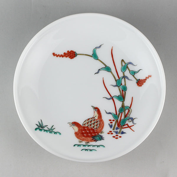 14代酒井田柿右衛門作 染錦秋草鶉文額皿 錦蘭文一輪生 錦蘭文額皿 14代