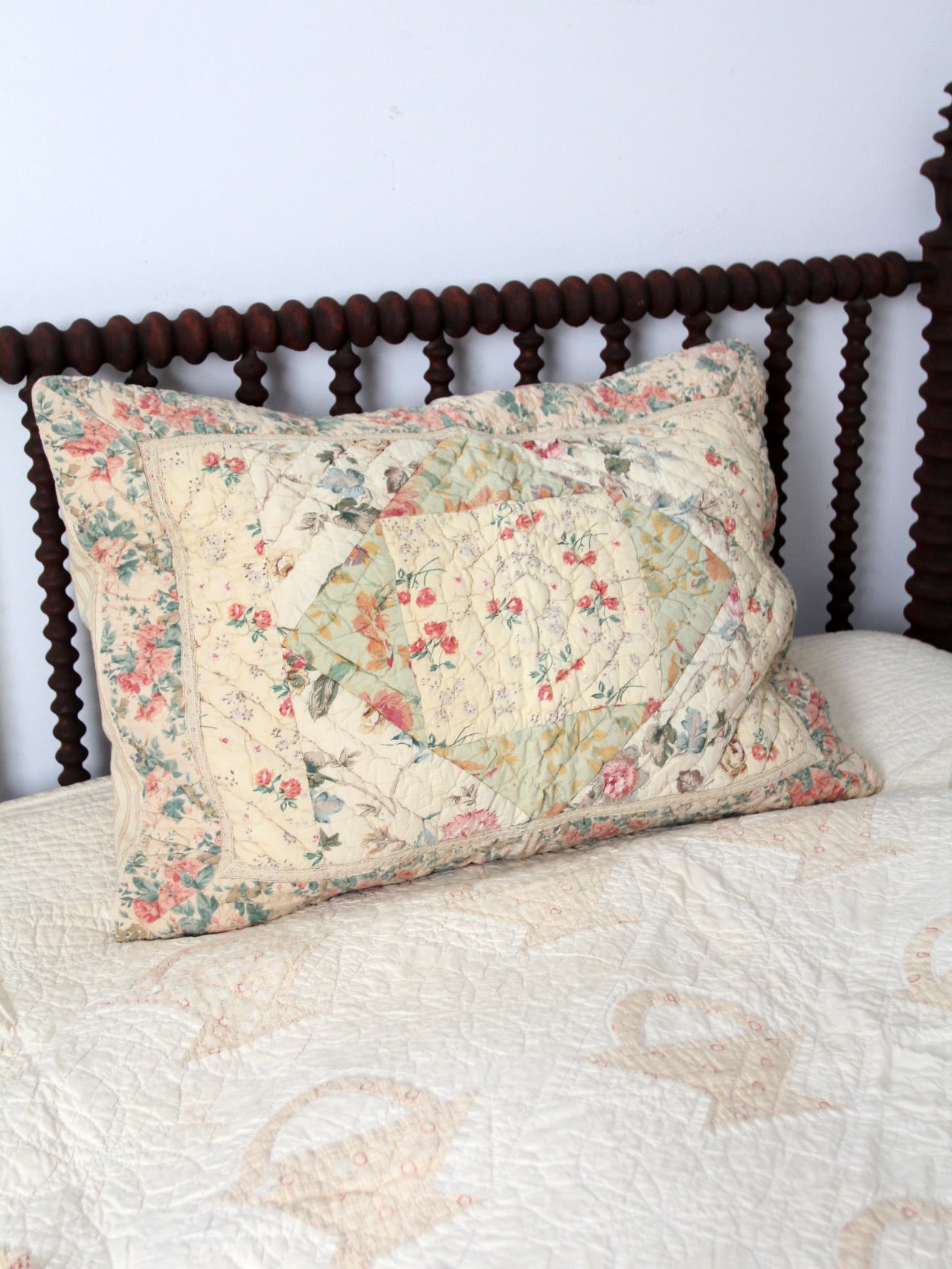 vintage quilted floral pillow sham – 86 Vintage Edwardian Pillow Sham