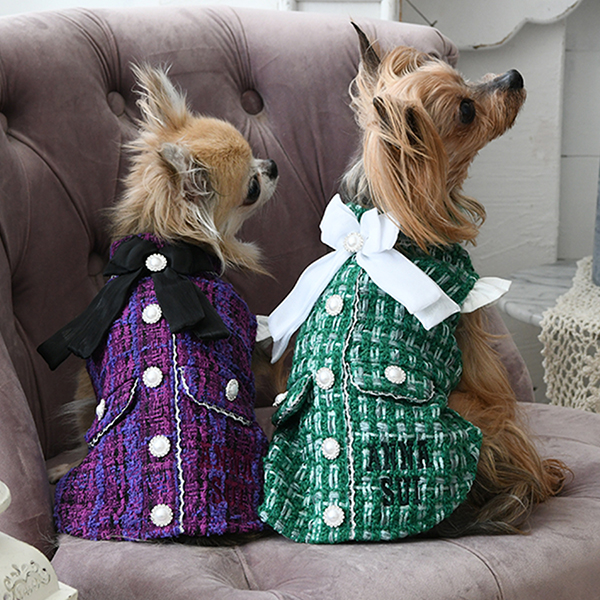 ANNA SUI（アナ スイ）リボン付きツイードワンピース | 犬服・ドック