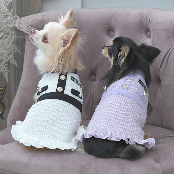 2025秋冬 ANNA SUI（アナ スイ）ツイード風ニットワンピース | 犬服