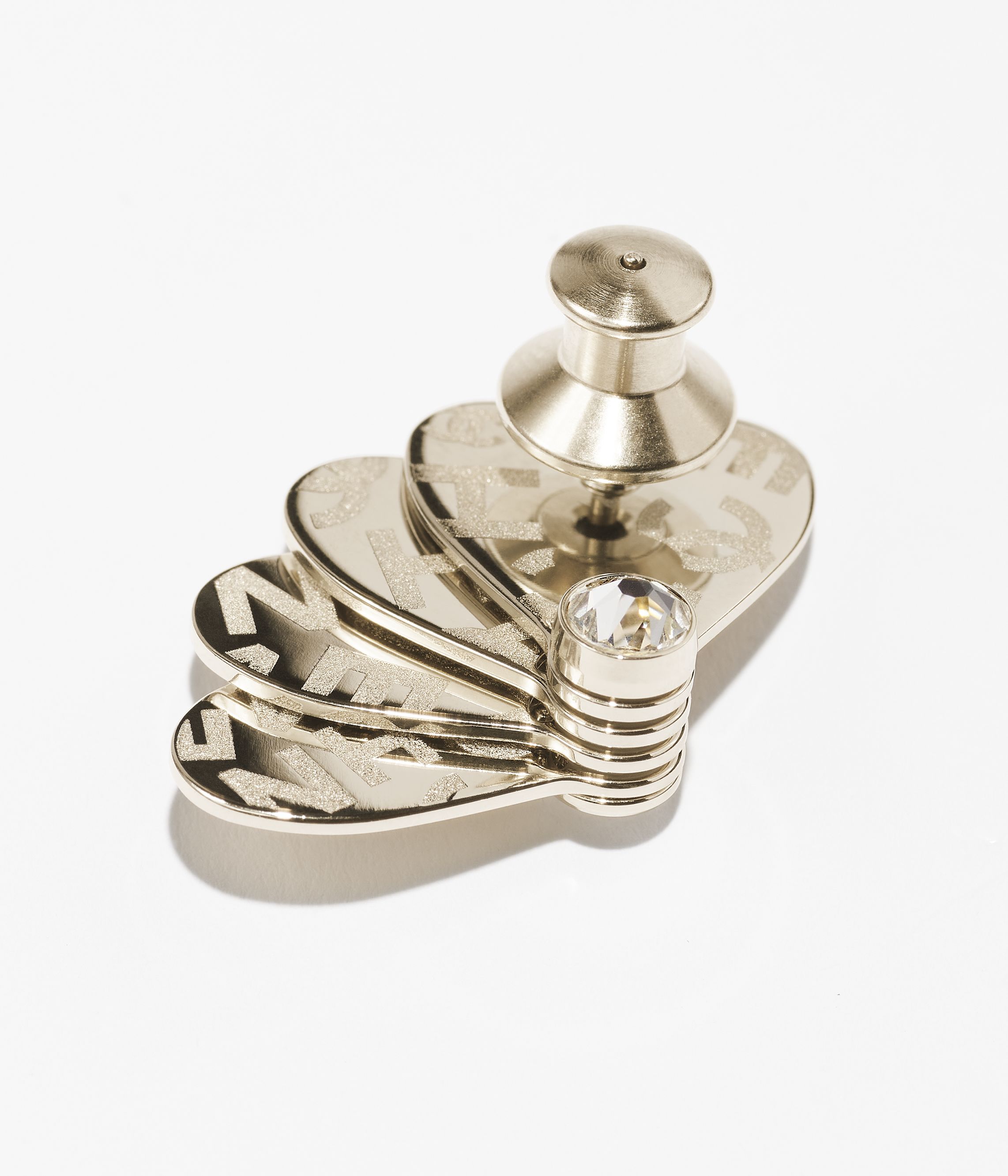 ブローチ - メタル & ストラス、ゴールド & クリスタル — ファッション