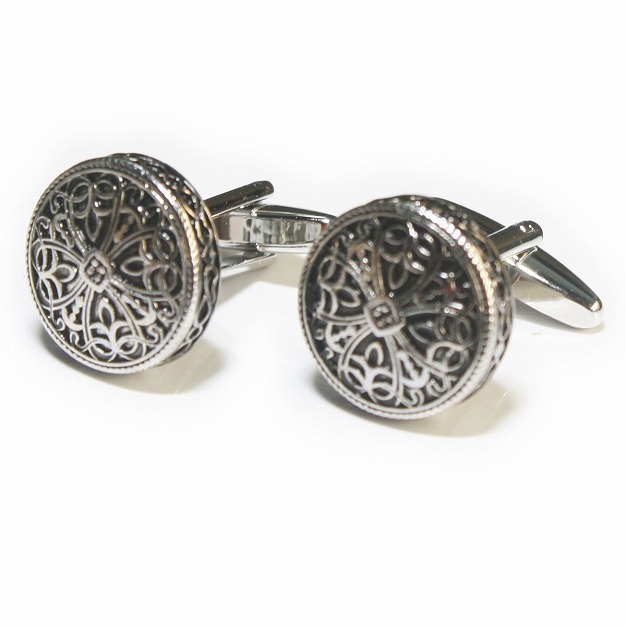 アンティークシルバークロスデザインカフスボタン