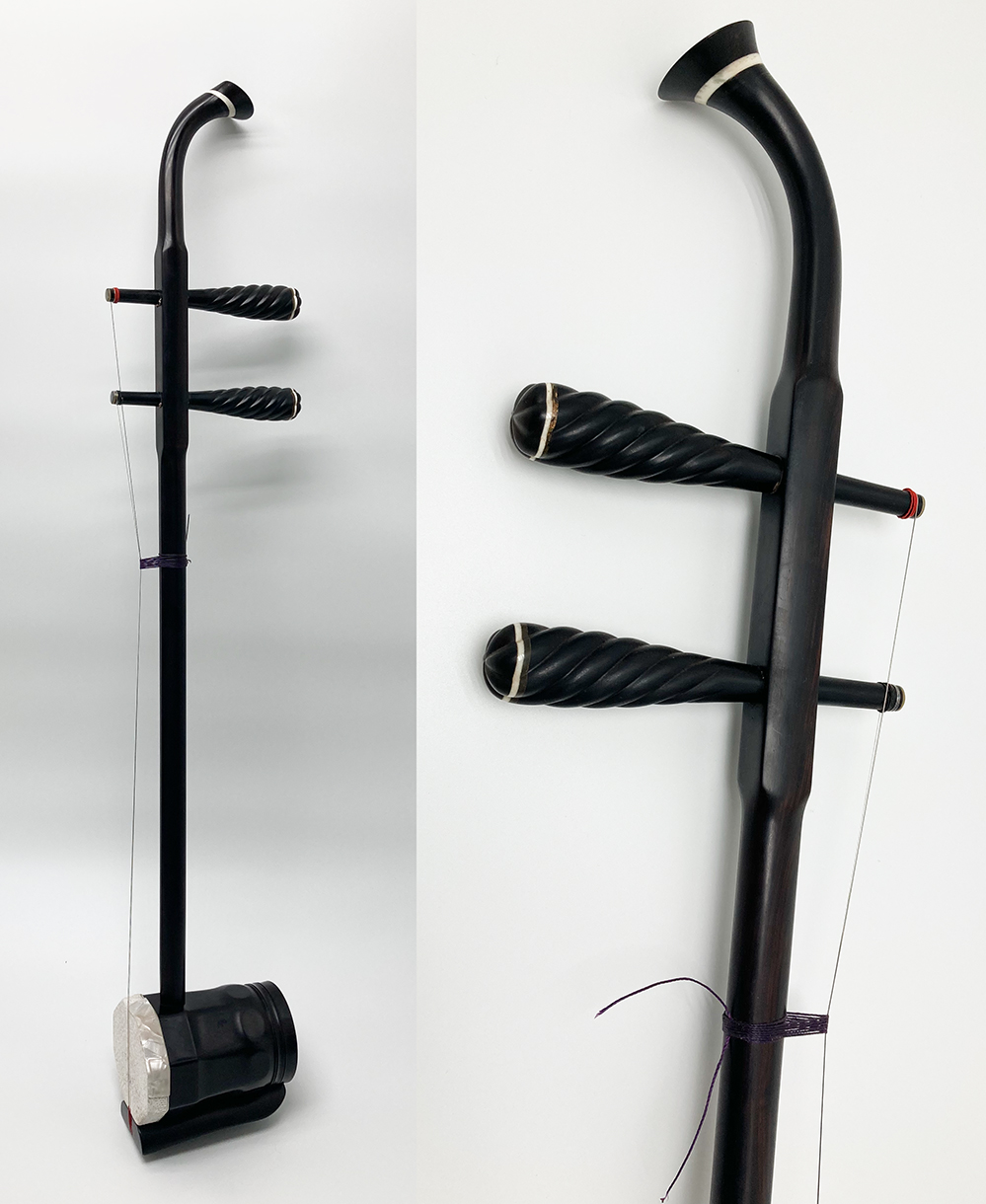 光舜堂 二胡 真黒黒檀六角モデル CDM(和紙)皮 光舜堂 二胡 真黒黒檀