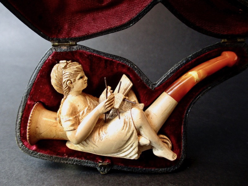 高品質 メシャムパイプ人物彫刻 メシャムパイプ 陶器製人物像パイプ