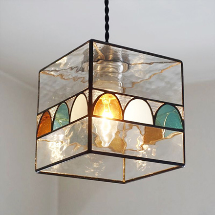 ステンドグラス ペンダントライト 六角Aクリア アトリエ Ansan