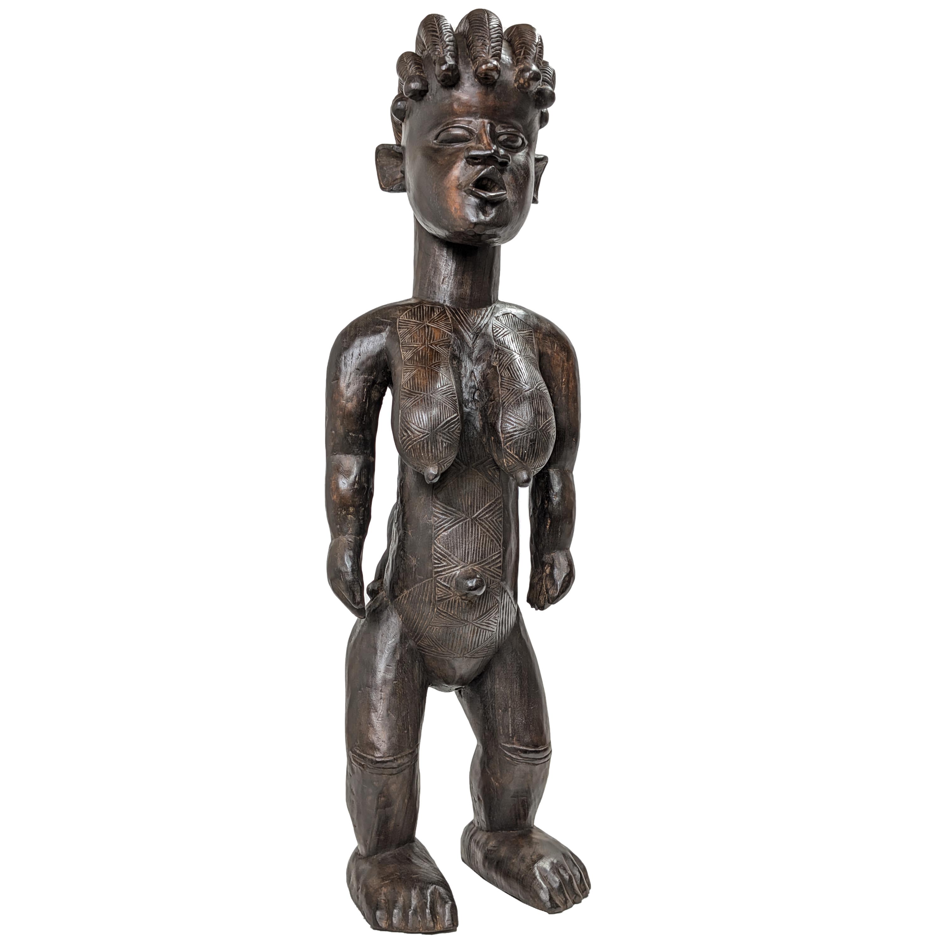 アフリカンアート 木彫り バマナ族 女性像 トゥルカナ族 木像 人形