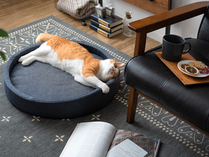 犬・猫兼用デニムデザイン ペットベッド(ラウンド型) Sサイズ | 家具