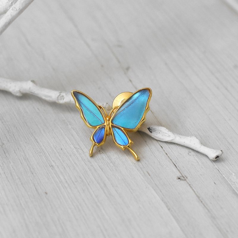 ゼフィリティスモルフォ 蝶の翅 ラペルピン シルバー925 (ゴールド