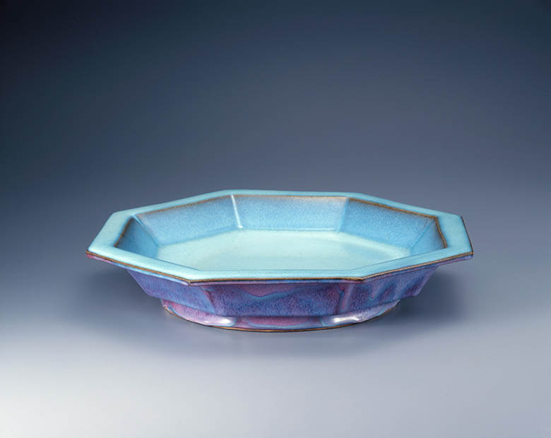 希少 人間国宝 松井康成 作 鉄釉大皿 企画展「人間国宝 松井康成と