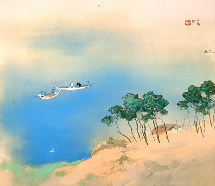 工藝画 印刷日本画 川合玉堂 古城図 額装 /横山大観 竹内栖鳳 伊藤深水 【