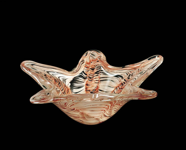 岩田藤七(1893-1980) 美しい「ガラス抽象画大皿」アート絵皿 岩田藤七