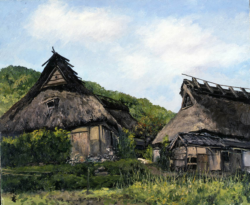 向井潤吉 草原六月 複製画 世田谷美術館 共同印刷 額装 限定 風景画 F