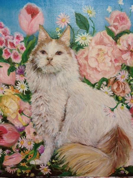 猫と花」 by MASAKO｜Artmeter｜暮らしを彩るアートが、きっと見つかる