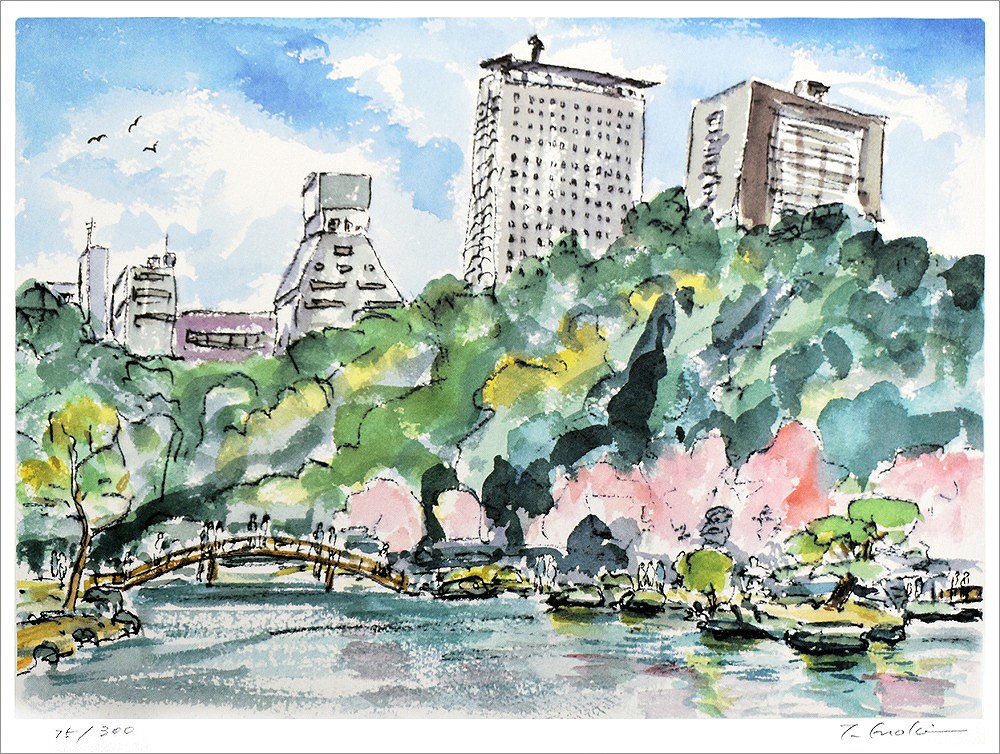 榎木孝明 水彩画 草もえ時 北海道 美瑛 新品 榎木孝明 水彩画 草もえ時