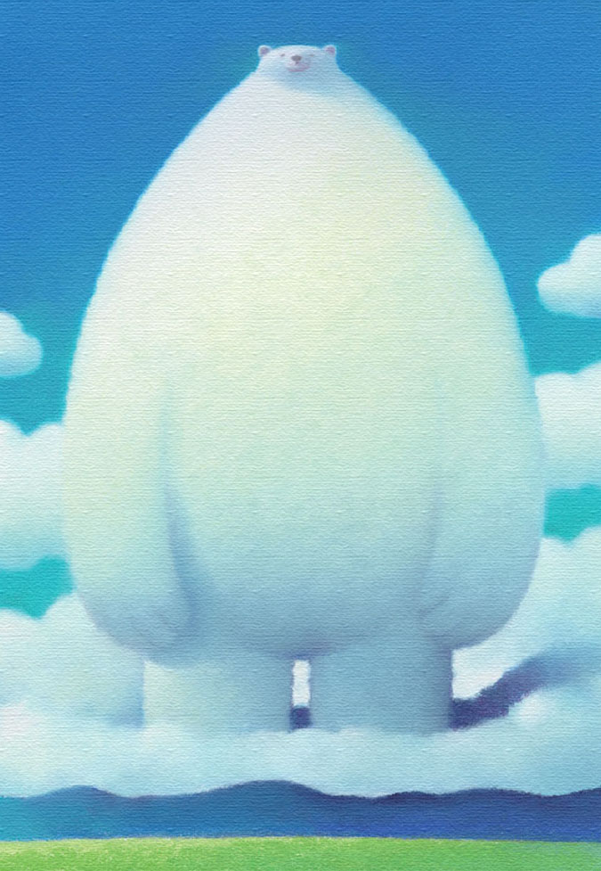 渡辺宏 大きな白くまの友達 シルクスクリーン 版画 渡辺宏 大きな白