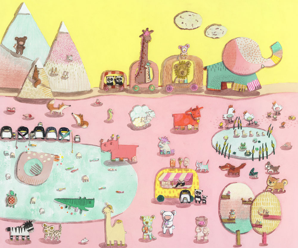 キロメロ 絵画 (版画/キャンバスジクレー) 虹の村 9284 |アート