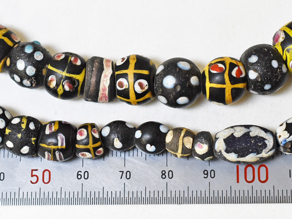 2406】ANTIQUEヴェネチアントレードビーズミックス一連4,とんぼ玉