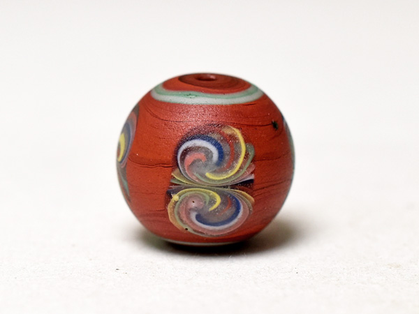 アフリカとんぼ玉 アンティーク レイズドット 赤 【公式通販】