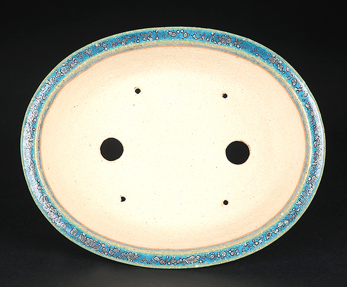 鴻陽織部釉反縁楕円鉢 | 盆栽、盆栽書籍、盆栽鉢の通販│近代出版