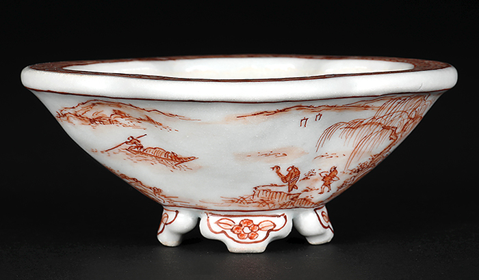 月之輪正泉赤絵舟訪友図木瓜式鉢 | 盆栽、盆栽書籍、盆栽鉢の通販