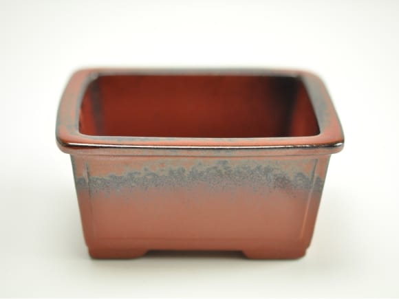 朱泥窯変3.5号 4点セット 鉢幅約10cm×奥行約8cm×高さ約5cmを販売｜盆栽