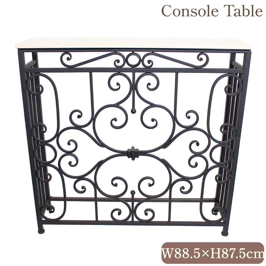 送料込み】アンティークヨーロピアン コンソールテーブル 大理石調天板