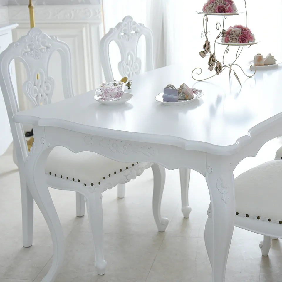 英国調 クイーンアン様式 ダイニングテーブル ホワイト 幅170cm