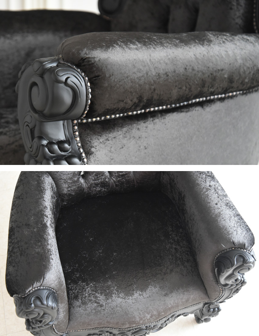 King＆Queen ロココ ブラック プリンス ファンタジーチェア 幅90cm