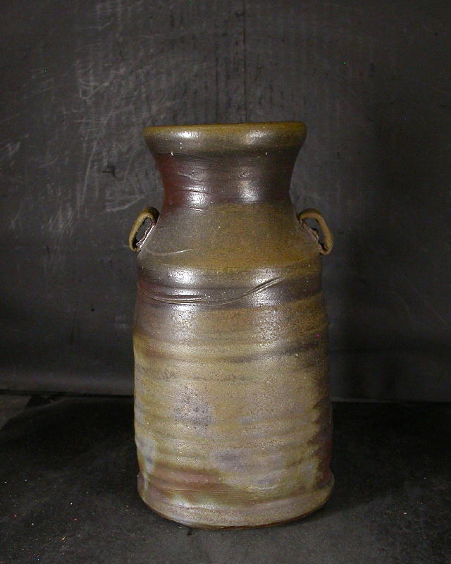 備前焼 登窯 備前焼物故作家 松本 康人 共箱付き黄ゴマ耳付き花入1