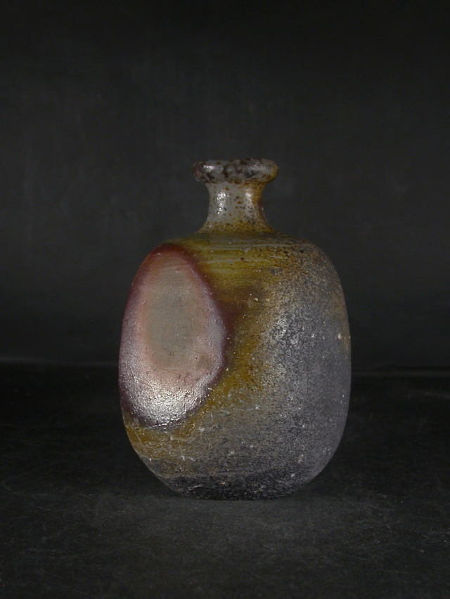 備前焼 登窯 備前焼人間国宝 伊勢崎 淳 四方桟共箱付窯変徳利2 備前焼