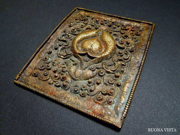 オールドチベット仏教 銅地包天鉄金工細工『釈迦牟尼仏 アミュレット』根付