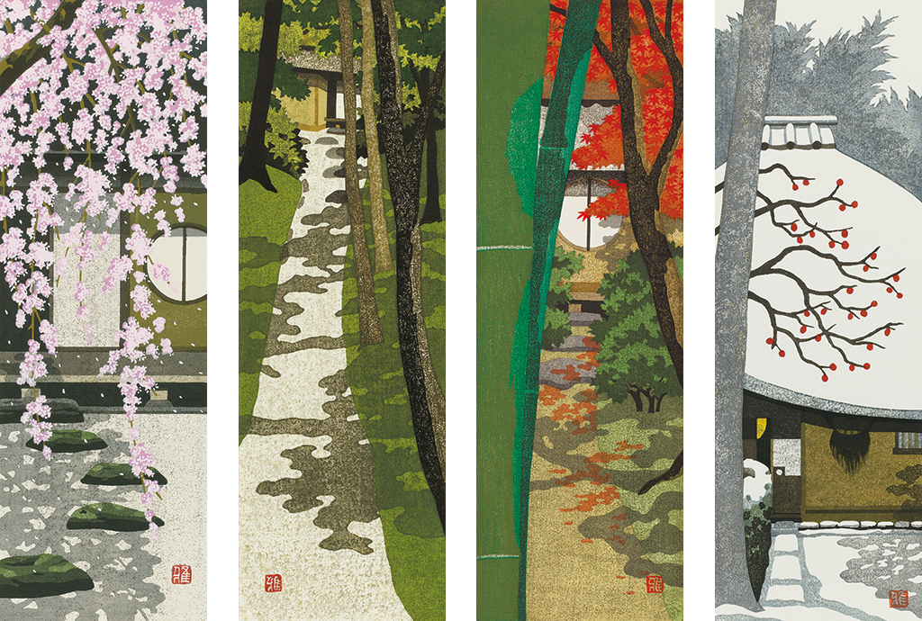 井堂雅夫 日本の四季「秋 古都の夕映え」直筆サイン入り 金銀箔手